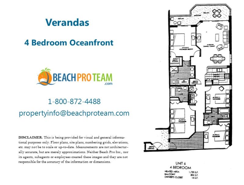 Verandas Floor Plan - 4 Bedroom Oceanfront